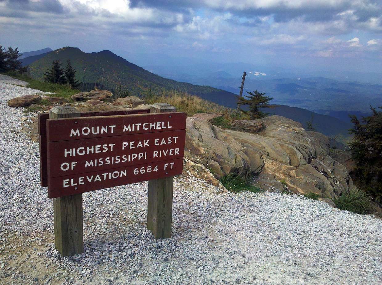 Mount Mitchell summit sign, 6,684 feet