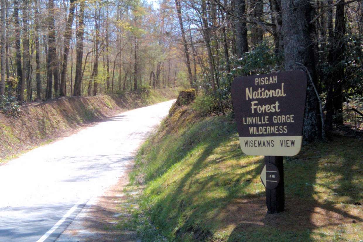 Pisgah National Forest and Linville Gorge Wilderness road sign
