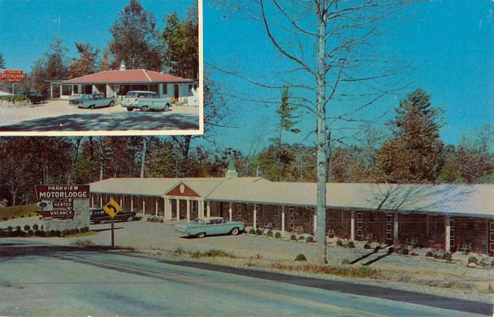 Vintage postcard-style photo of the motel